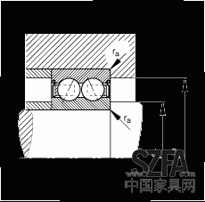 角接觸球軸承 30/8-B-2Z-TVH, 雙列，雙側(cè)間隙密封，接觸角 α = 25°